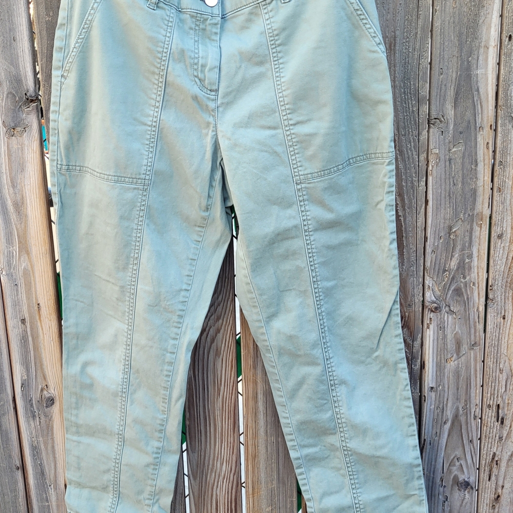White House Black Market Green Ankle Cropped Pants SZ 6 - Picture 2 of 16
